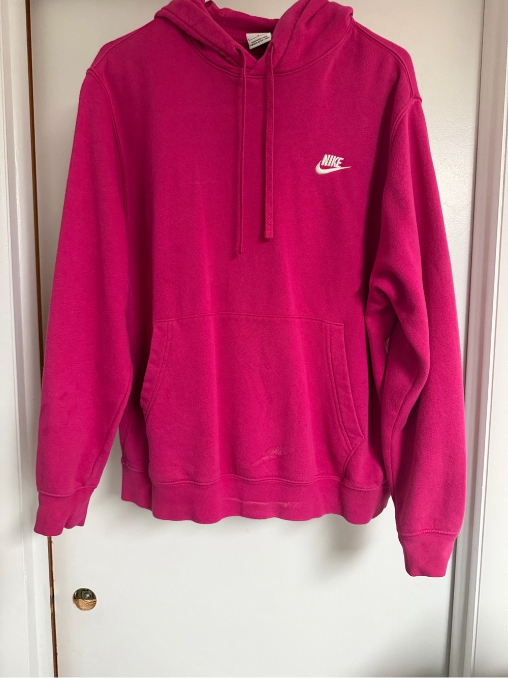 Nike Women's Fuchsia Pullover Hoodie with White Logo